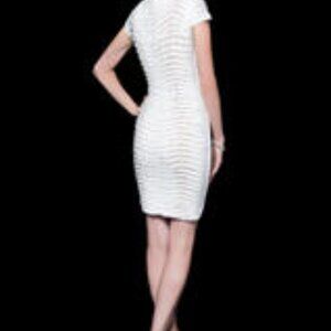 Spenser Jeremy White Gray Sheath Mini Dress Crew Neck Short Sleeve